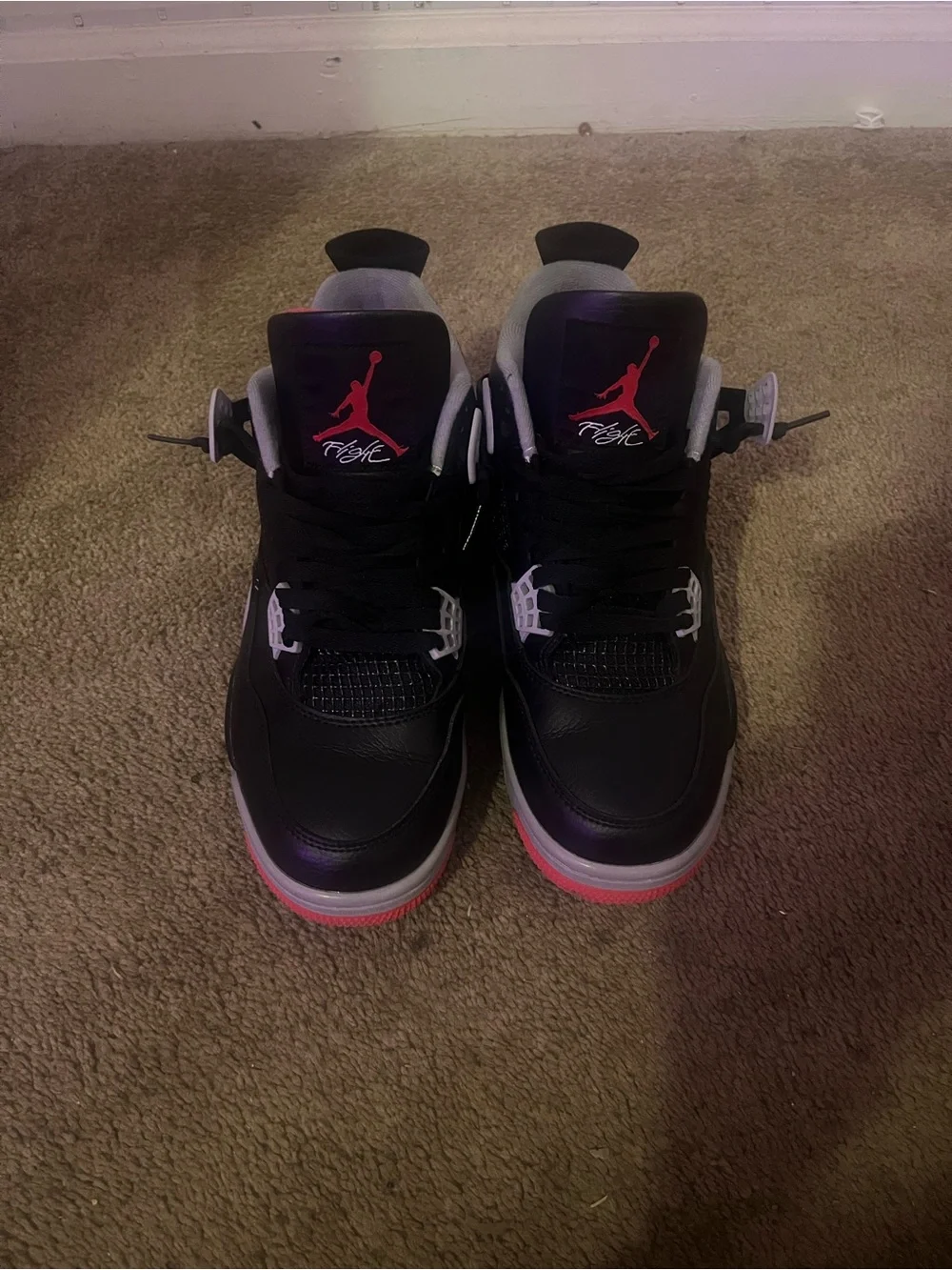 Air Jordan Mens' Retro 4 Basketball Shoes - Black/Red